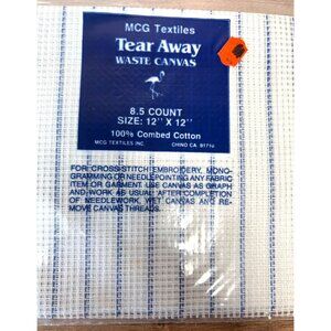 Tear Away Waste Canvas 12" X 12" 8.5 Count 100% Combed Cotton For Cross-Stitch &